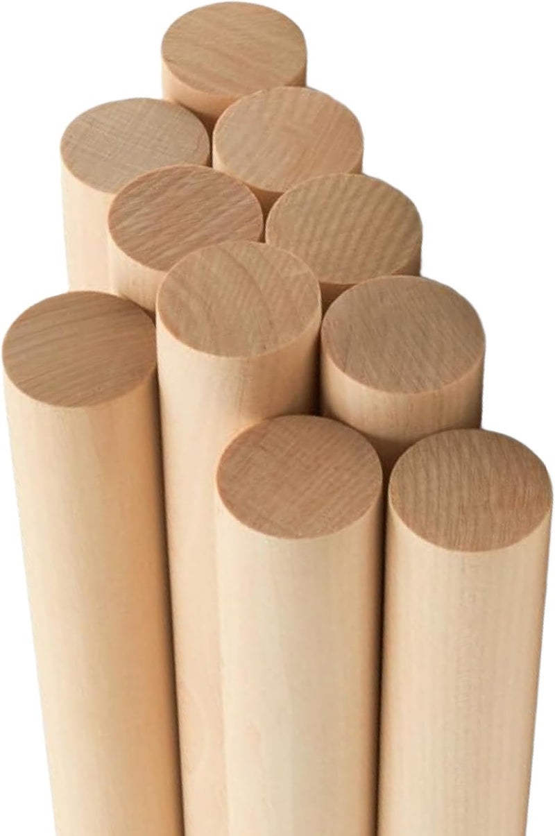 ALBO 1" x 48" Wooden Dowel Rods Set - 10 Pack Birch Natural Long Craft Sticks Rails Shelf Supports Garden Hardwood Smooth Finish Woodworking Material DIY Furniture Bulk Professional - Image 1
